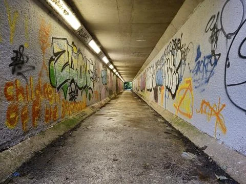 Graffiti on the wall of an underpass 写真素材