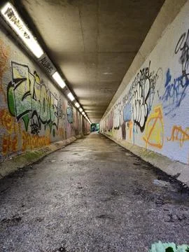 Graffiti on the wall of an underpass Stock Photos