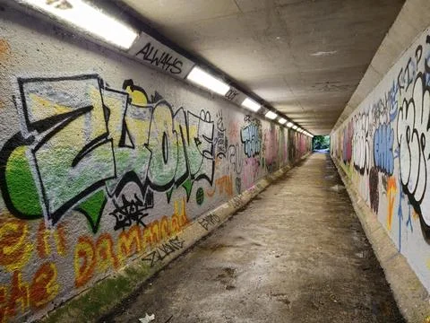 Graffiti on the wall of an underpass 写真素材