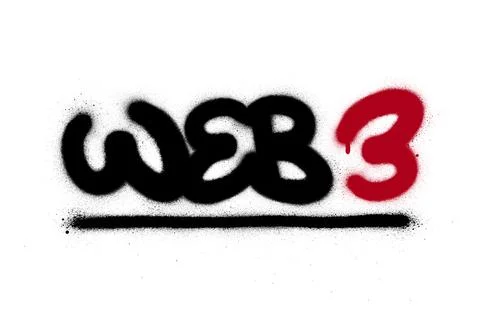 Graffiti web 3 icon in black and red sprayed over white Stock Illustration
