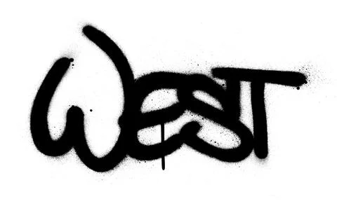 Graffiti west word sprayed in black over white Stock Illustration