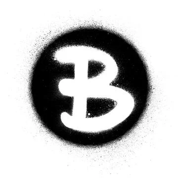 Graffiti white B font sprayed in black circle Stock Illustration