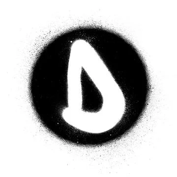 Graffiti white D font sprayed in black circle Stock Illustration