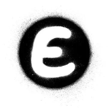 Graffiti white E font sprayed in black circle Stock Illustration