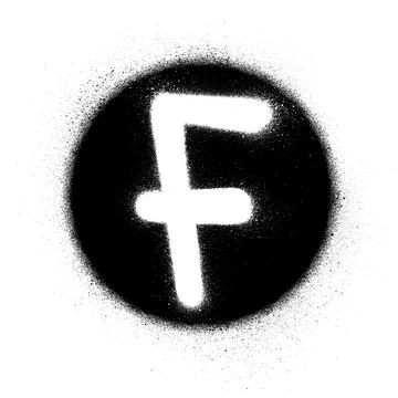 Graffiti white F font sprayed in black circle Stock Illustration