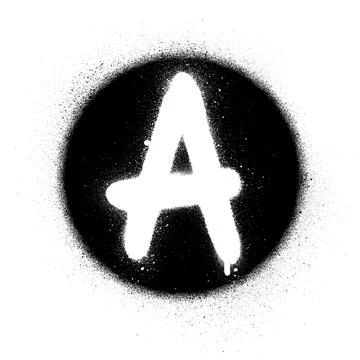 Graffiti white A font sprayed in black circle Illustrazione stock