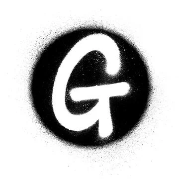 Graffiti white G font sprayed in black circle Stock Illustration