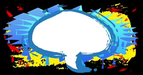 Graffiti white speech bubble on red, yellow and blue background Stock Footage 244359312