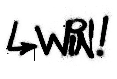 Graffiti win word sprayed in black over white Stock Illustration