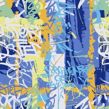 Graffiti words seamless pattern. Vector wallpaper Stock Illustration