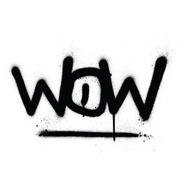 Graffiti wow word sprayed in black over white Stock Illustration