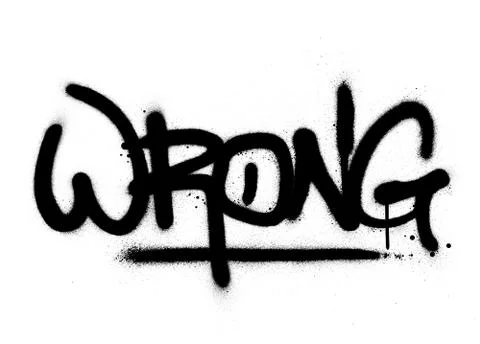 Graffiti wrong word sprayed in black over white Illustrazione stock