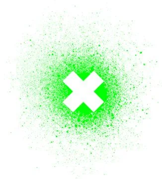 Graffiti x mark spray design element in white on green Stock Illustration