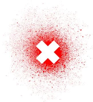 Graffiti x mark spray design element in white on red Illustrazione stock