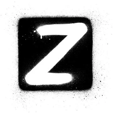 Graffiti Z font sprayed in white over black square Illustrazione stock