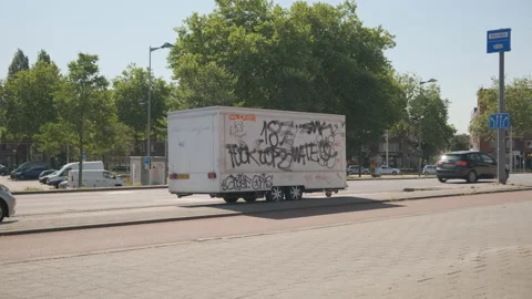 A graffitied car Video stock 203427220