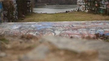 Graffitied Rocks Stock Footage 85673585