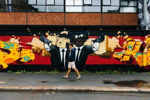 Graffitis on wall in Ingens Gate area in Grunerlokka Oslo Stock Photos