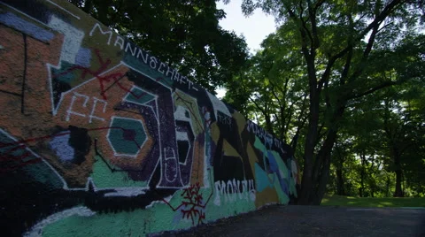 Graffitti Wall in Park - 4k Stock Footage 51957883