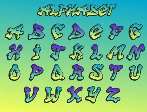 Graffity alphabet vector hand drawn grunge font paint symbol design ink style Stockillustratie