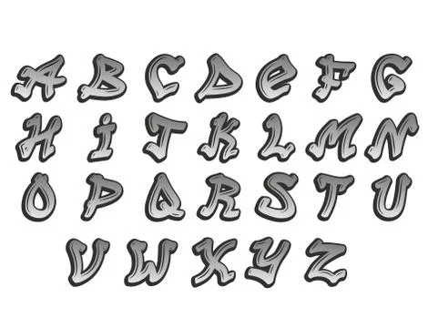 Graffity alphabet vector hand drawn grunge font paint symbol design ink style Stockillustratie