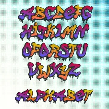 Graffity alphabet vector hand drawn grunge font paint symbol design ink style Stockillustratie