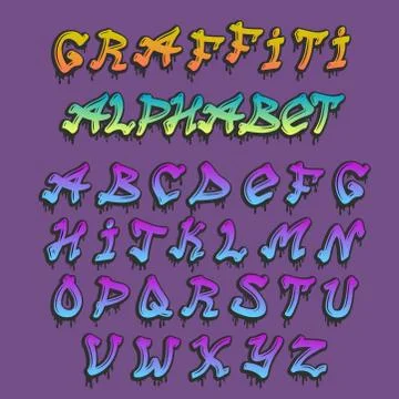 Graffity alphabet vector hand drawn grunge font paint symbol design ink style Stockillustratie