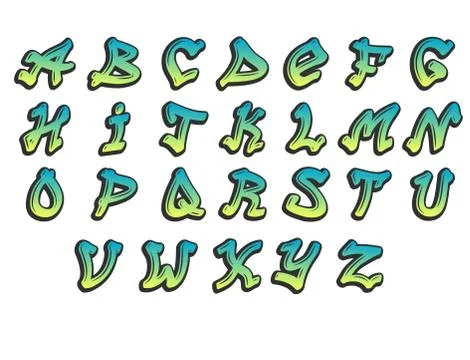 Graffity alphabet vector hand drawn grunge font paint symbol design ink style Stockillustratie