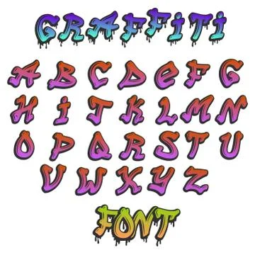 Graffity alphabet vector hand drawn grunge font paint symbol design ink style Stockillustratie
