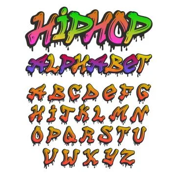 Graffity alphabet vector hand drawn grunge font paint symbol design ink style Stockillustratie