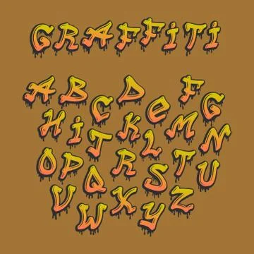 Graffity alphabet vector hand drawn grunge font paint symbol design ink style Stockillustratie