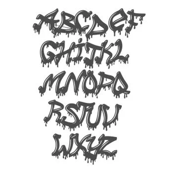 Graffity alphabet vector hand drawn grunge font paint symbol design ink style Stockillustratie