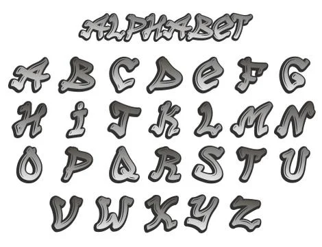 Graffity alphabet vector hand drawn grunge font paint symbol design ink style Stockillustratie