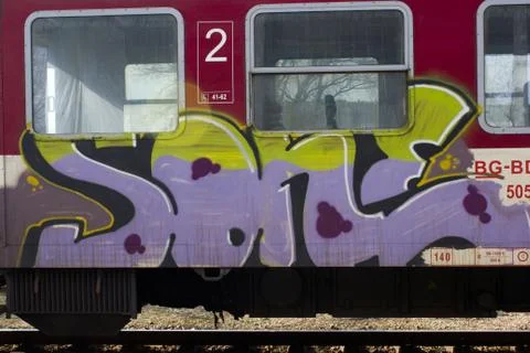 Graffity art train Stock Photos