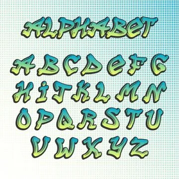 Graffity grunge font vector alphabet Stock Illustration