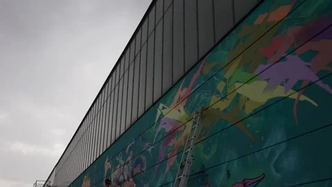 Graffity Sprayer Wall 库存影片 212006977