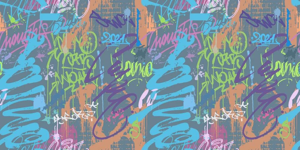 Graffity wall tags seamless pattern. Vector background Stock Illustration
