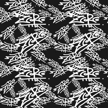 Graffity wall tags, seamless pattern.  Vector wallpaper Stock Illustration