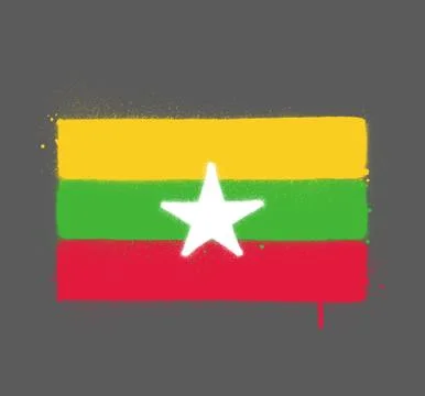 Graffti Burma flag sprayed over grey Stock Illustration
