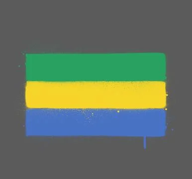 Graffti Gabon flag sprayed over gray Stock Illustration