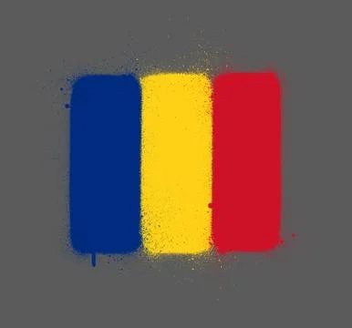 Graffti Romania flag sprayed over grey Stock-Illustration