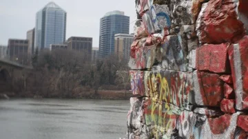 Grafftied Stone Wall Stock Footage 85674729