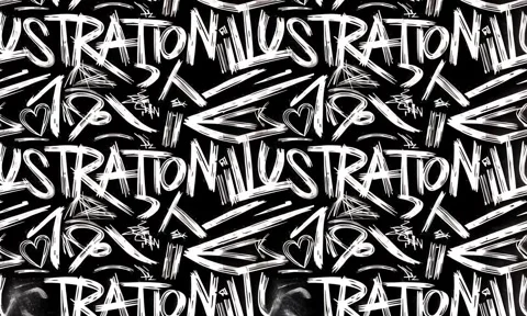Grafitti lettering art pattern stencil, black writing, purple background Stock Footage 289409170