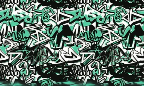 Grafitti lettering art pattern stencil, black writing, purple background Stock Footage 289409171