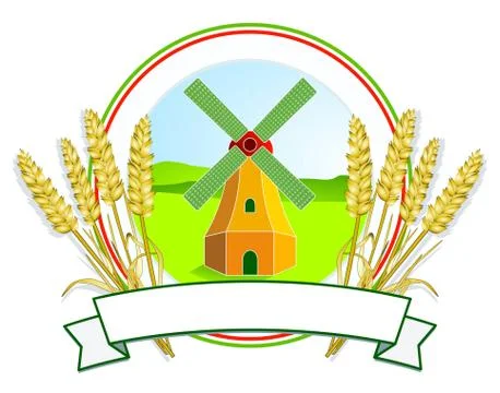 Grain and mill label Stock Illustration