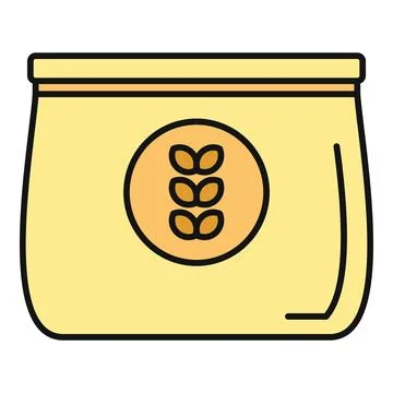 Grain bag containing wheat flour for baking ingredients Stock Illustration