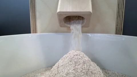 Grain being ground by grinder mill, 4k real time Stock Footage 238481478