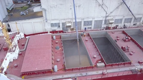 Grain Being Loaded Into Shipping Vessel For Transport 4K Stock Footage 121389157