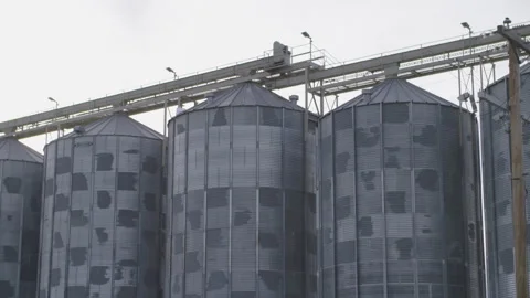 Grain bins silos for farm Stock Footage 285568797