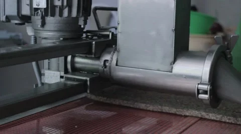 Grain Biscuit Factory. the Machine is Preparing Cookies. Cream Injector. 스톡 동영상 67048661